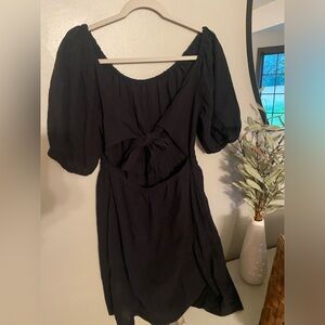 Old Navy Off the Shoulder Back Tie Black Dress